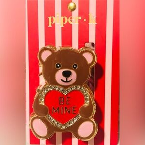 Piper K Teddy Bear Heart Hair Claw